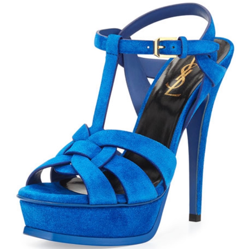 YSL Tribute Sandal - Electric Blue (Suede)